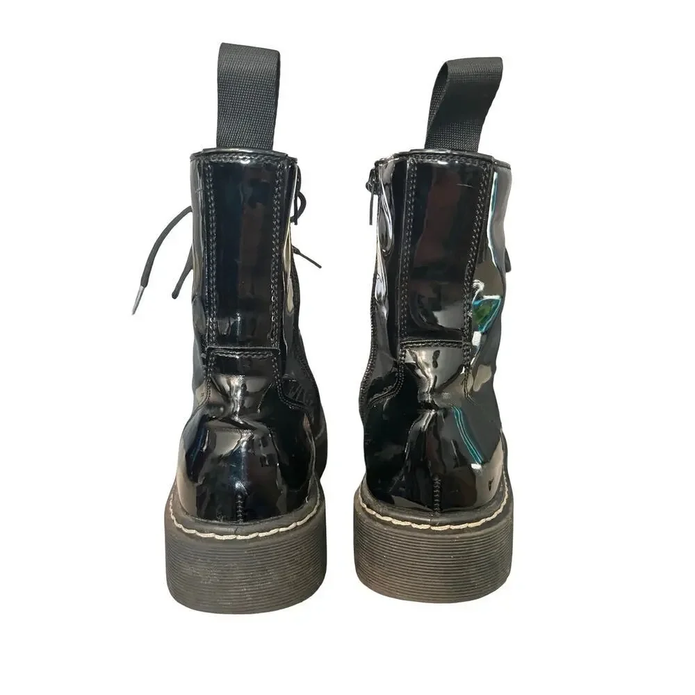 Sincerely Jules Harley Black Patent Platform Combat Boots Size 6.5 - Picture 5 of 11
